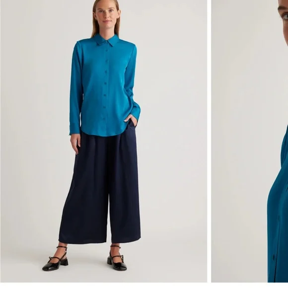 Quince washable silk blouse in “celestial”, a beautiful peacock blue - Picture 3 of 15